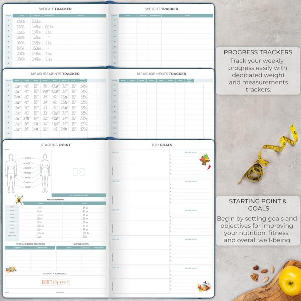 Clever Fox Meal Planner PRO – Weekly Meal Prep Journal with Grocery List & Weigh Loss Tracker – Diet, Fitness & Welness Log Book – Nutrition Diary Notebook – Lasts 12 Months, 7x10” (Mystic Blue) - Image 6