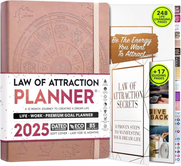 Law of Attraction Planner 2025 - Weekly and Monthly Planner, 12 Month Journey to Increase Productivity & Enhance Organization | Life Organizer, Gratitude Journal, Hourly Planner, To Do List | 2025 Planner - Vision Board, Gift Box & Planner Stickers - Image 2