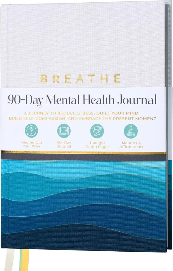 Mental Health Journal – Ideal for Grounding, Reflection & Healing – Discreet & Portable – made from Recycled Plastic Products –White, Blue, Gold - Image 2
